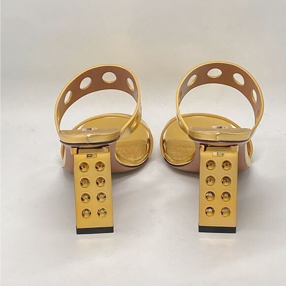 Alaia Perforated Metallic Square Toe Mules Sandal size 40.5 - Picture 6 of 12